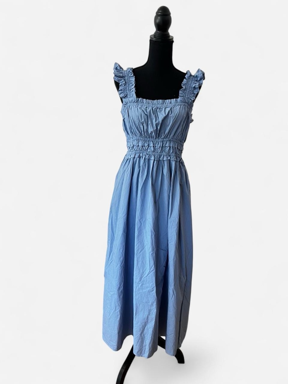 Nobody's Child Women's Smocked Dress Sz 12 Cottagecore Minimalist Organic Cotton